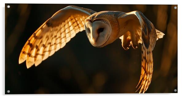 White Lady Barn Owl in flight  Acrylic by CC Designs