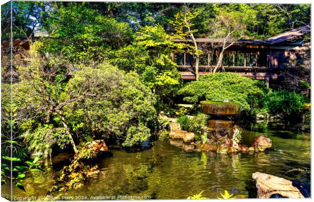 Colorful Japanese Garden Shinto Shrine Odawara Japan Canvas Print by William Perry