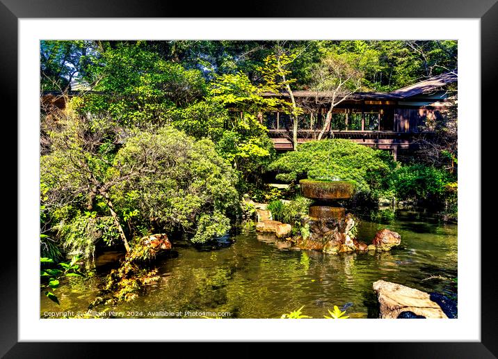 Colorful Japanese Garden Shinto Shrine Odawara Japan Framed Mounted Print by William Perry