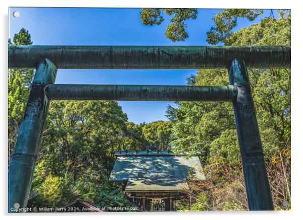 Tori Gate Main Hall Hotoku Ninomiya Shinto Shrine Odawara Japan Acrylic by William Perry