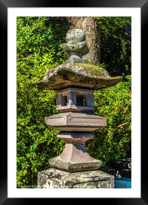Stone Lantern Hotoku Ninomiya Shinto Shrine Odawara Japan Framed Mounted Print by William Perry