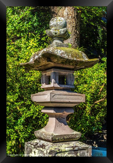 Stone Lantern Hotoku Ninomiya Shinto Shrine Odawara Japan Framed Print by William Perry