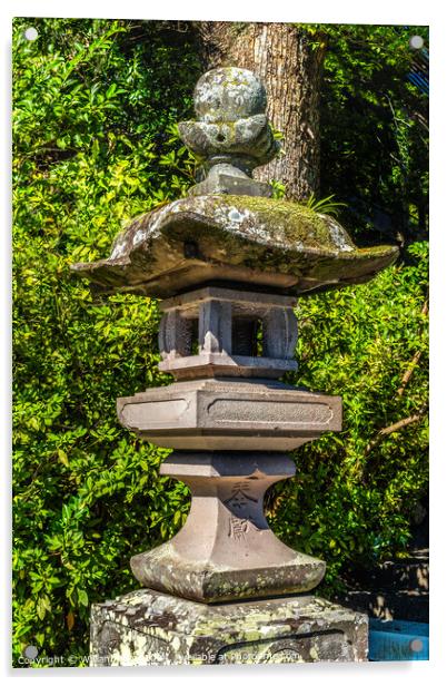 Stone Lantern Hotoku Ninomiya Shinto Shrine Odawara Japan Acrylic by William Perry