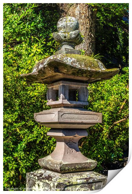 Stone Lantern Hotoku Ninomiya Shinto Shrine Odawara Japan Print by William Perry