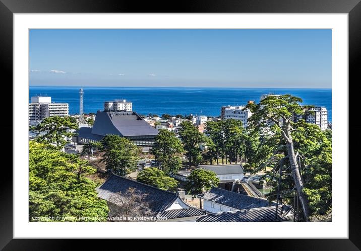 Castle City View Sagami Bay Odawara Kanagawa Japan Framed Mounted Print by William Perry