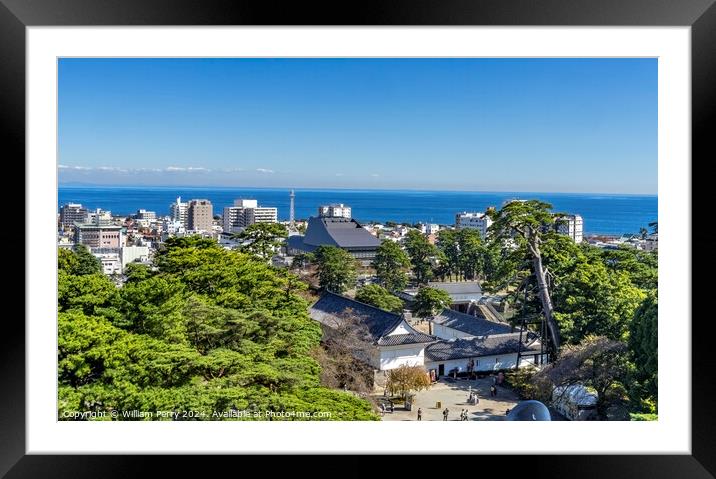 Castle City View Sagami Bay Odawara Kanagawa Japan Framed Mounted Print by William Perry