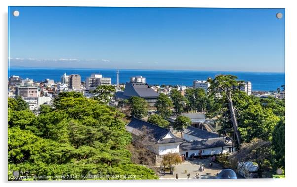 Castle City View Sagami Bay Odawara Kanagawa Japan Acrylic by William Perry