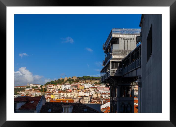 Lisbon Cityscape With Santa Justa Lift Framed Mounted Print by Artur Bogacki
