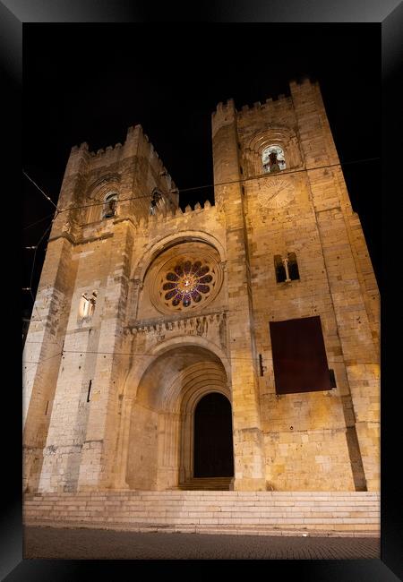 Lisbon Cathedral At Night In Portugal Framed Print by Artur Bogacki