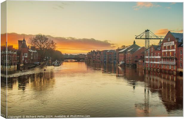 Sunrise over the Floods in York Canvas Print by Richard Perks