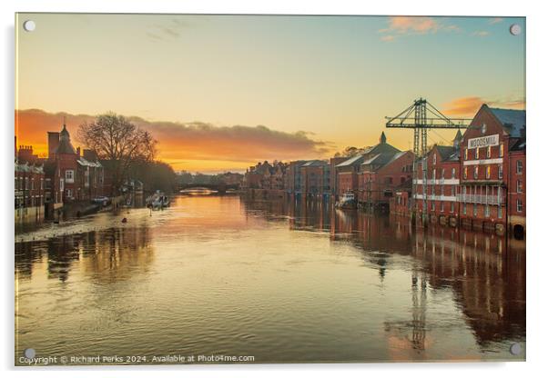 Sunrise over the Floods in York Acrylic by Richard Perks