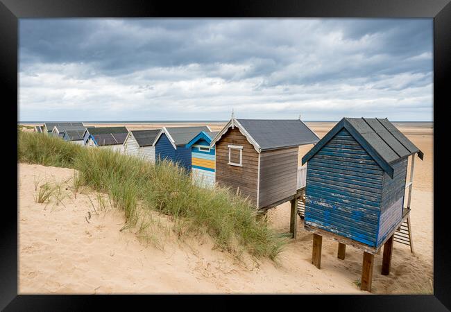 Overlooking the beach huts at Wells next the Sea Framed Print by Jason Wells