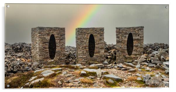 Rainbow on Clougha Pike Acrylic by Keith Douglas