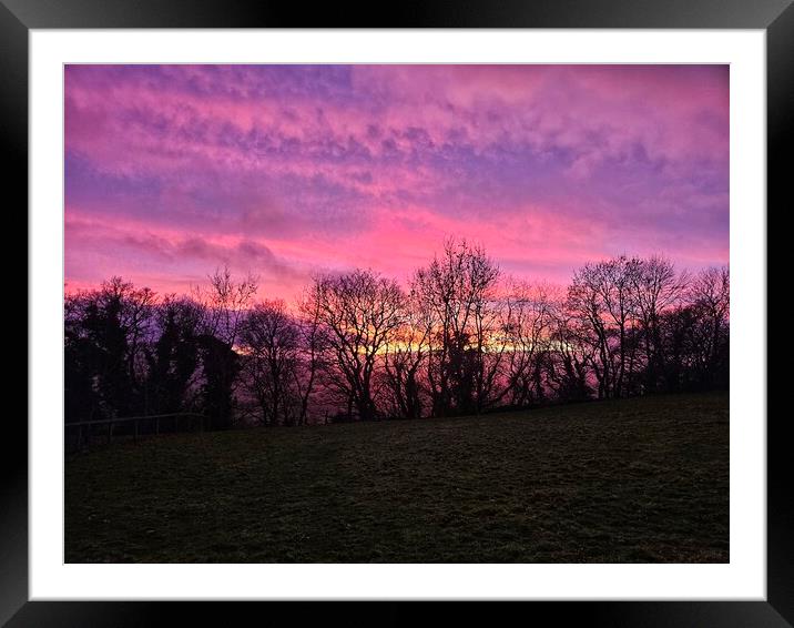 Winter Sunset in Wensleydale  Framed Mounted Print by sarah chilton