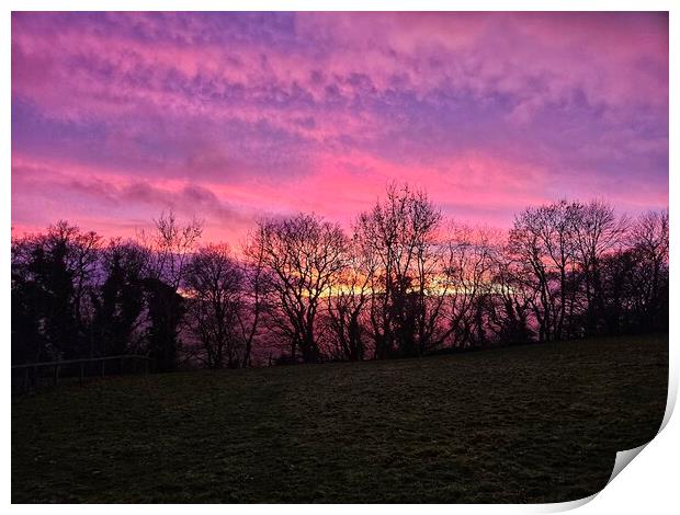 Winter Sunset in Wensleydale  Print by sarah chilton