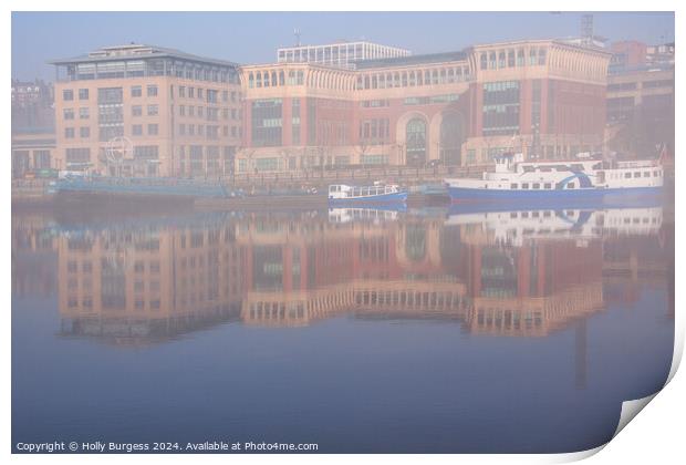 Fog on the tyne Newcastle  Print by Holly Burgess