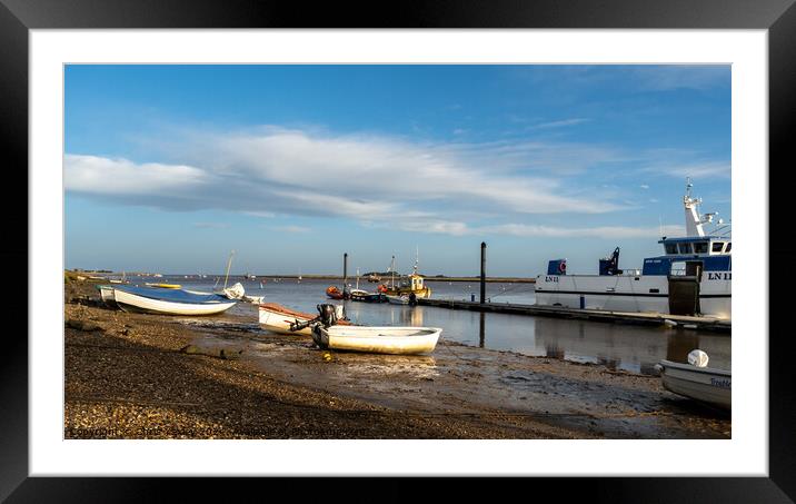Low tide at Wells-next-the-sea harbour Framed Mounted Print by Chris Yaxley
