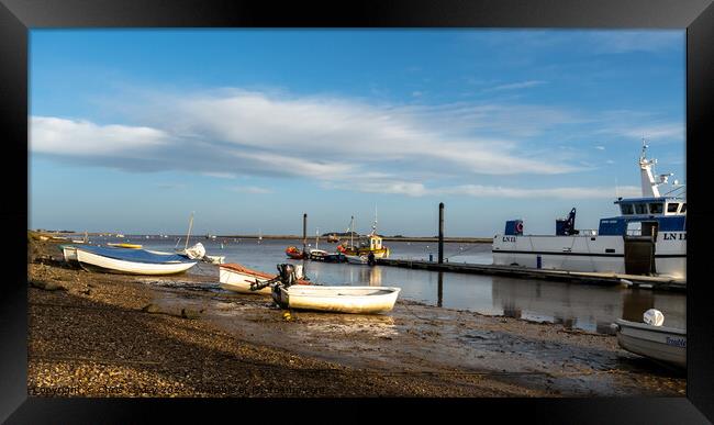 Low tide at Wells-next-the-sea harbour Framed Print by Chris Yaxley