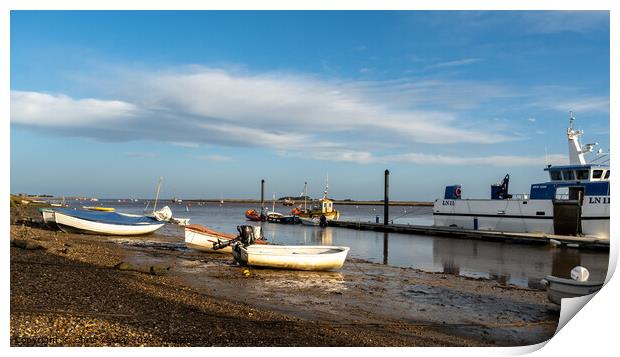 Low tide at Wells-next-the-sea harbour Print by Chris Yaxley