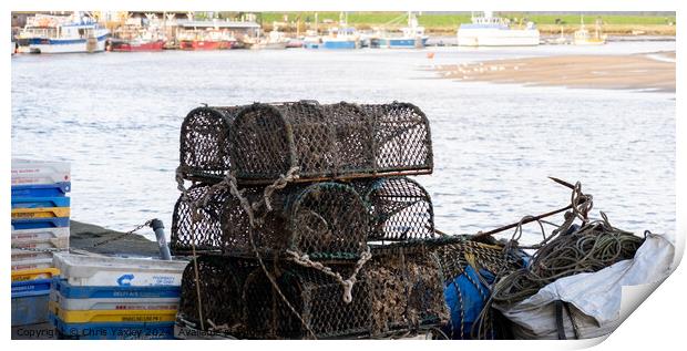 Crab and lobster pots on Wells-next-the-sea quayside Print by Chris Yaxley