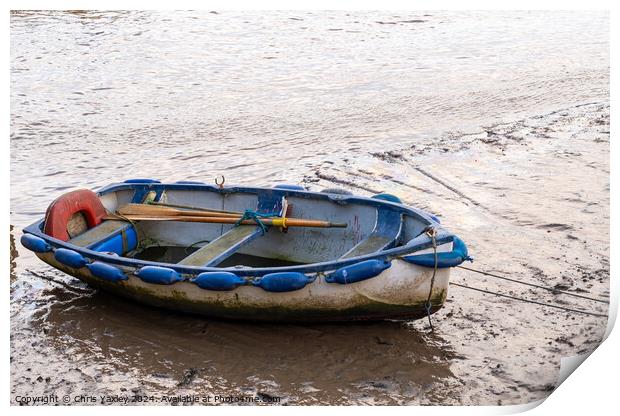 Row boat beached at low tide Print by Chris Yaxley