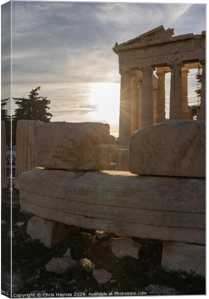 The Acropolis at Sunset Canvas Print by Chris Haynes