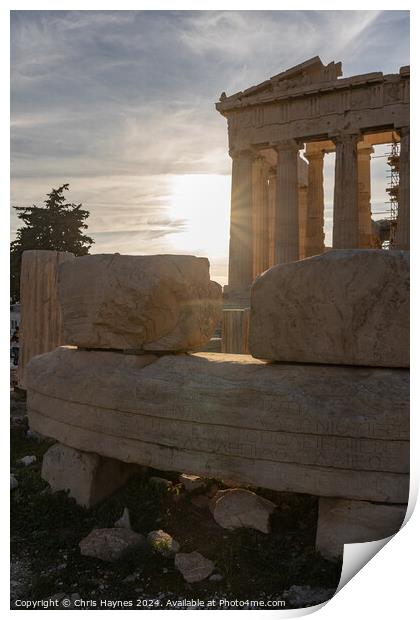 The Acropolis at Sunset Print by Chris Haynes