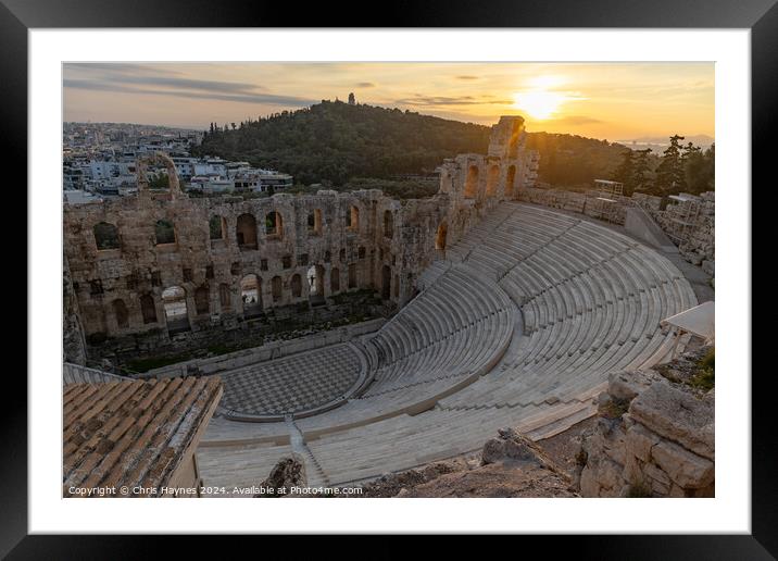 Sunset at The Odeon of Herodes Atticus Framed Mounted Print by Chris Haynes