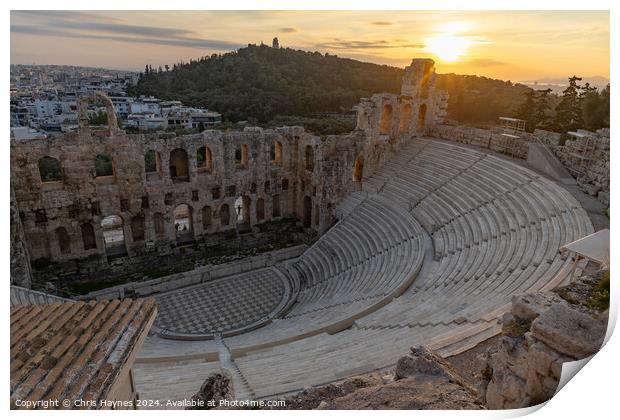 Sunset at The Odeon of Herodes Atticus Print by Chris Haynes