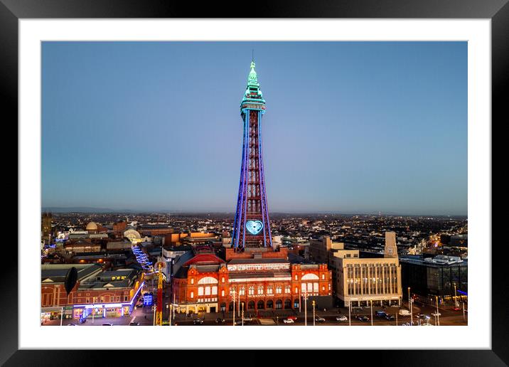 Blackpool Tower Lights Framed Mounted Print by Apollo Aerial Photography