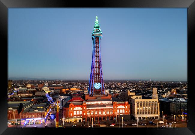 Blackpool Tower Lights Framed Print by Apollo Aerial Photography