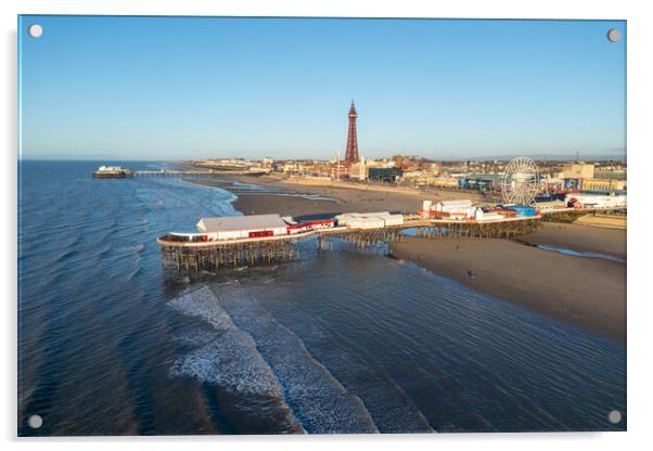 Blackpool Beach Acrylic by Apollo Aerial Photography
