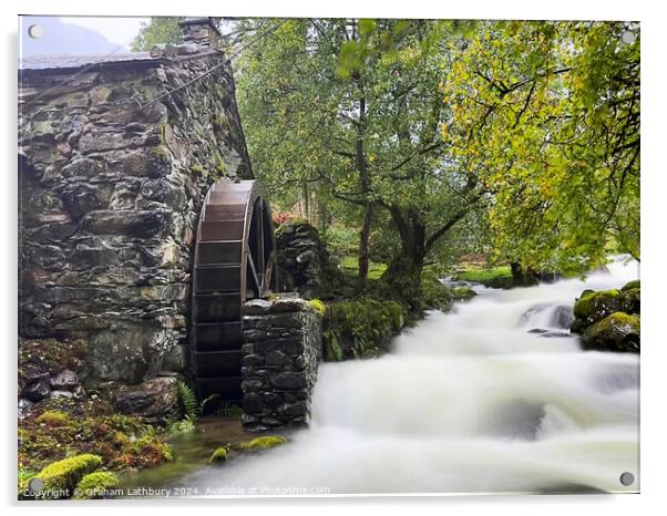 Borrowdale Water Mill Acrylic by Graham Lathbury