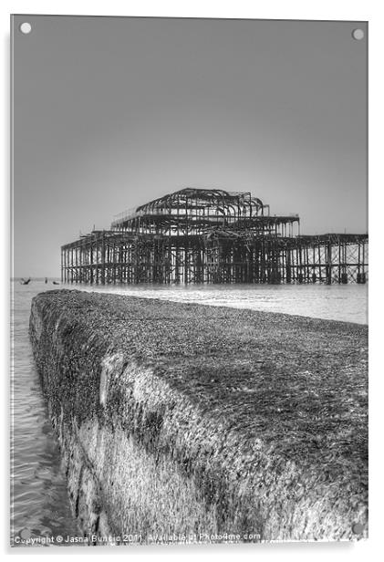 Brighton West Pier Acrylic by Jasna Buncic