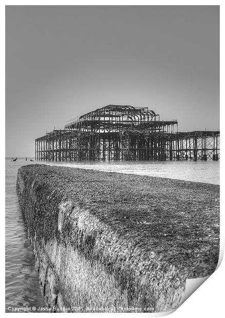 Brighton West Pier Print by Jasna Buncic