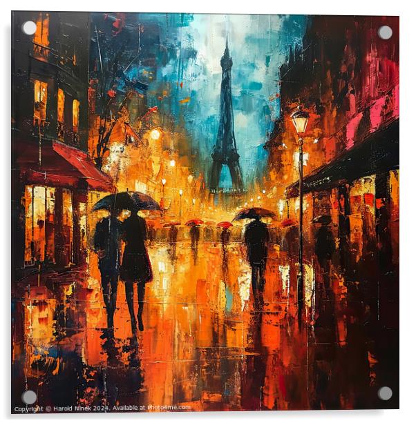 Rainy Night in Paris Acrylic by Harold Ninek