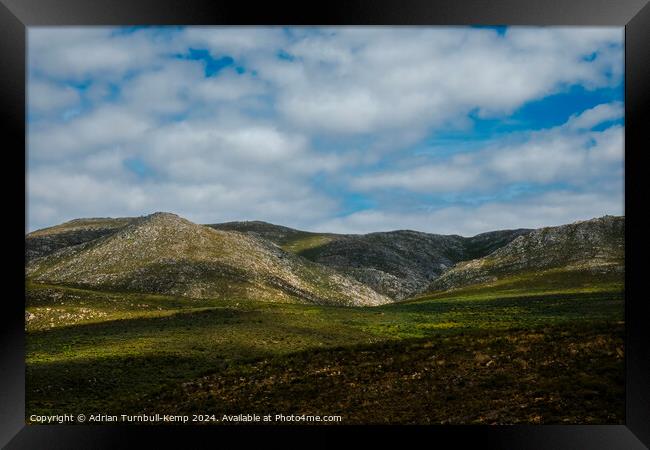 Green pastures below the Kouga Mountains Framed Print by Adrian Turnbull-Kemp
