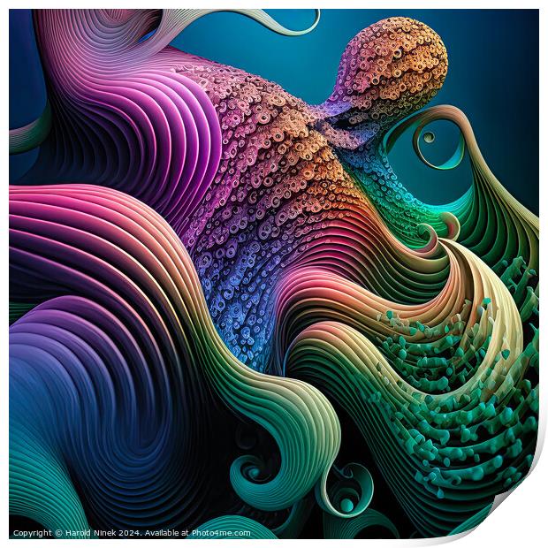Octopus Abstract Print by Harold Ninek