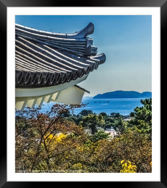 Castle Roof Sagami Bay Izu Peninsula Odawara Kanagawa Japan Framed Mounted Print by William Perry