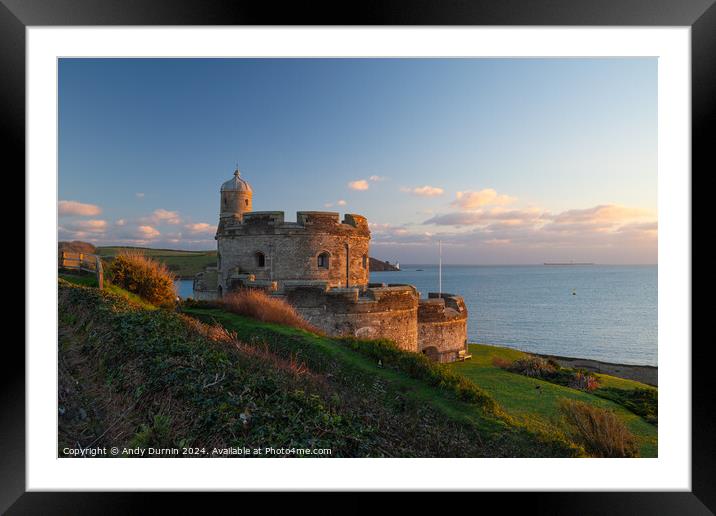 Sunset Light Reflecting on St Mawes Castle  Framed Mounted Print by Andy Durnin