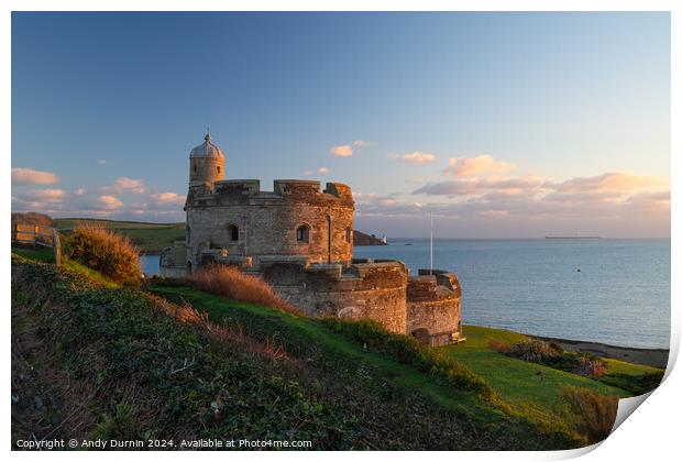 Sunset Light Reflecting on St Mawes Castle  Print by Andy Durnin
