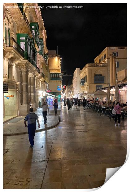 Republic Street, Valletta after dark - Portrait Print by Jim Jones