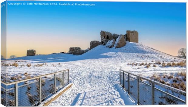 Duffus Castle in the Snow Canvas Print by Tom McPherson