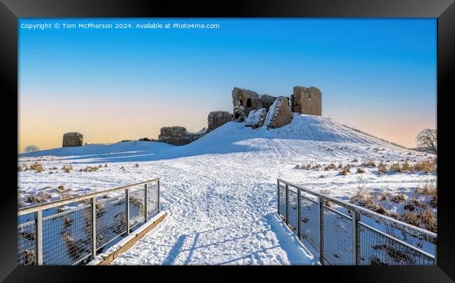 Duffus Castle in the Snow Framed Print by Tom McPherson