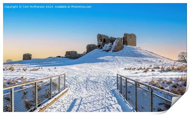 Duffus Castle in the Snow Print by Tom McPherson