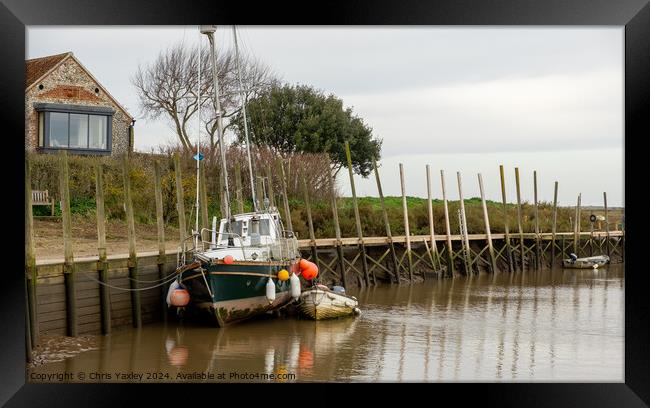 Boat in Blakeney harbour Framed Print by Chris Yaxley