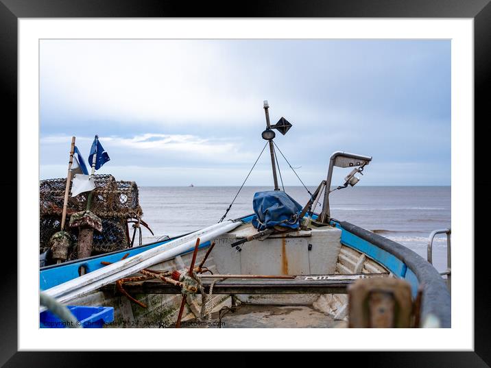 Fishing boat on Sheringham beach, North Norfolk coast Framed Mounted Print by Chris Yaxley