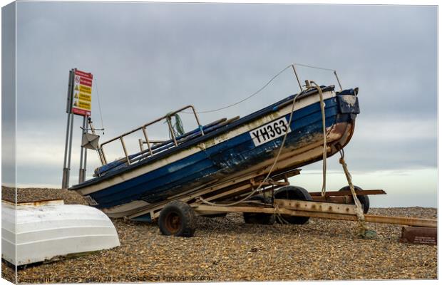 Fishing boat on Weybourne beach, North Norfolk Canvas Print by Chris Yaxley