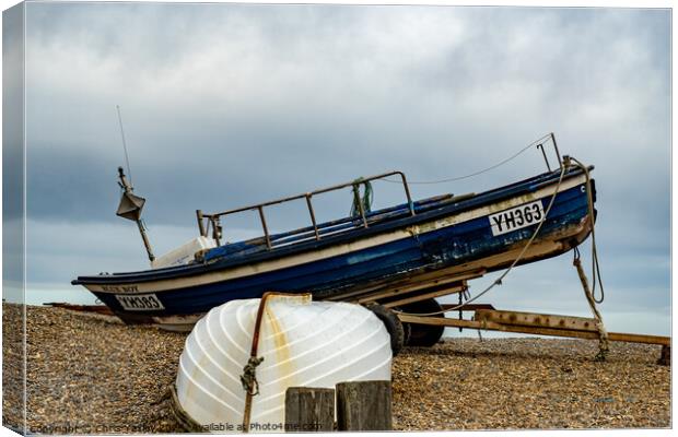 Wooden fishing boat, North Norfolk coast Canvas Print by Chris Yaxley