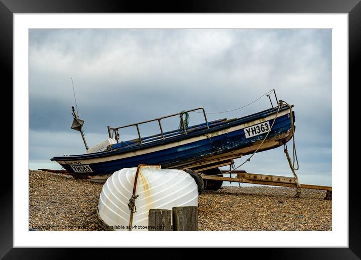 Wooden fishing boat, North Norfolk coast Framed Mounted Print by Chris Yaxley